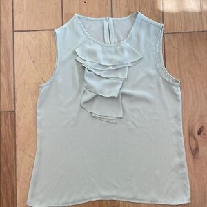 Ruffled Sleeveless Blouse in Green